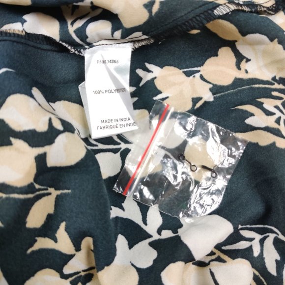 Tres Jolie womens mock neck blouse keyhole back preppy black neutral floral sz L - Picture 5 of 8